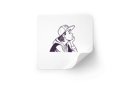 Sticker moderne avec dessin vectoriel d'un jeune portant une casquette réfléchie