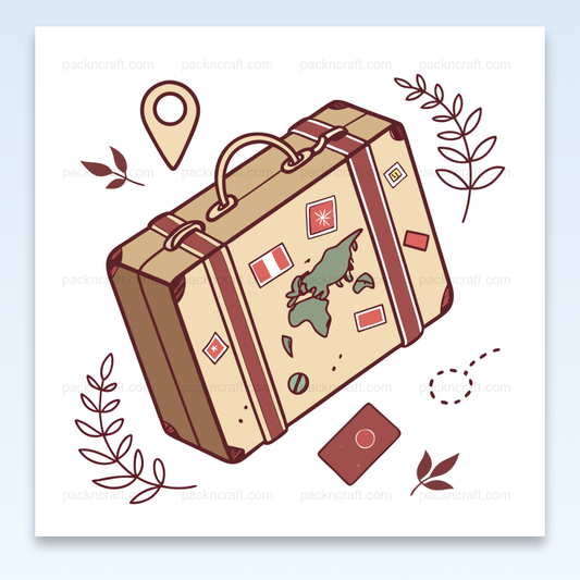 Illustration de valise voyage rêveuse en style SVG pastel, parfaite pour projets créatifs et décoratifs