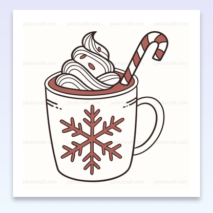 Illustration chocolat chaud festif avec sucre d'orge, usage DIY et décoratif.
