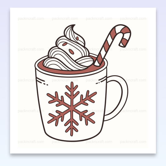 Illustration chocolat chaud festif avec sucre d'orge, usage DIY et décoratif.