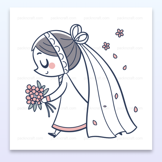 Illustration de mariée avec voile élégante, format SVG