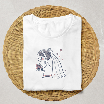 T-shirt imprimé avec bride veil, mode nuptiale moderne