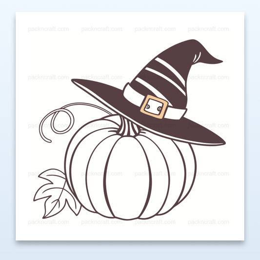 Illustration d'une citrouille avec chapeau de sorcier, idéale pour Halloween.