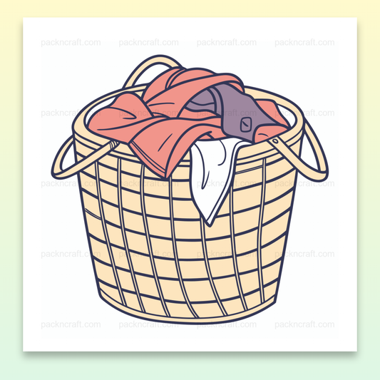 Illustration de panier à linge rempli, fichier SVG numérique pour décoration et projets créatifs.