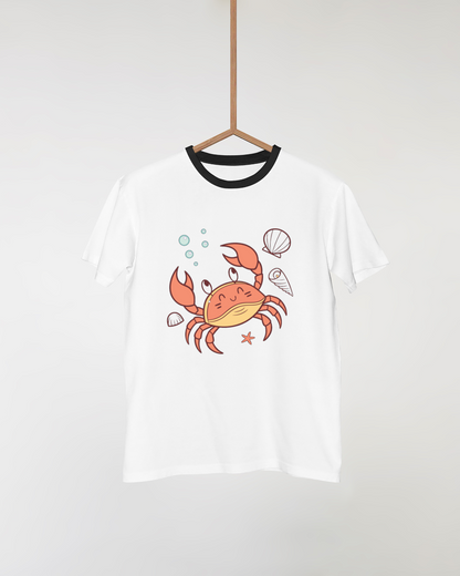 T-shirt avec crabe joyeux pastel en ambiance sous-marine pour une aventure océane