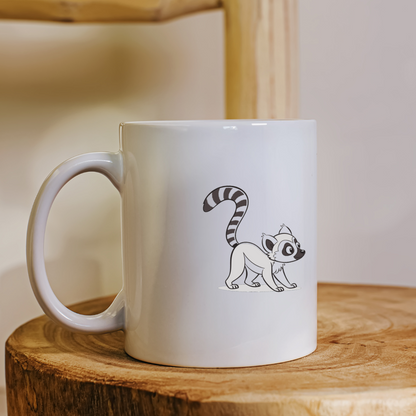 Mug avec motif lémurien curieux monochrome pour une touche d'aventure exotique