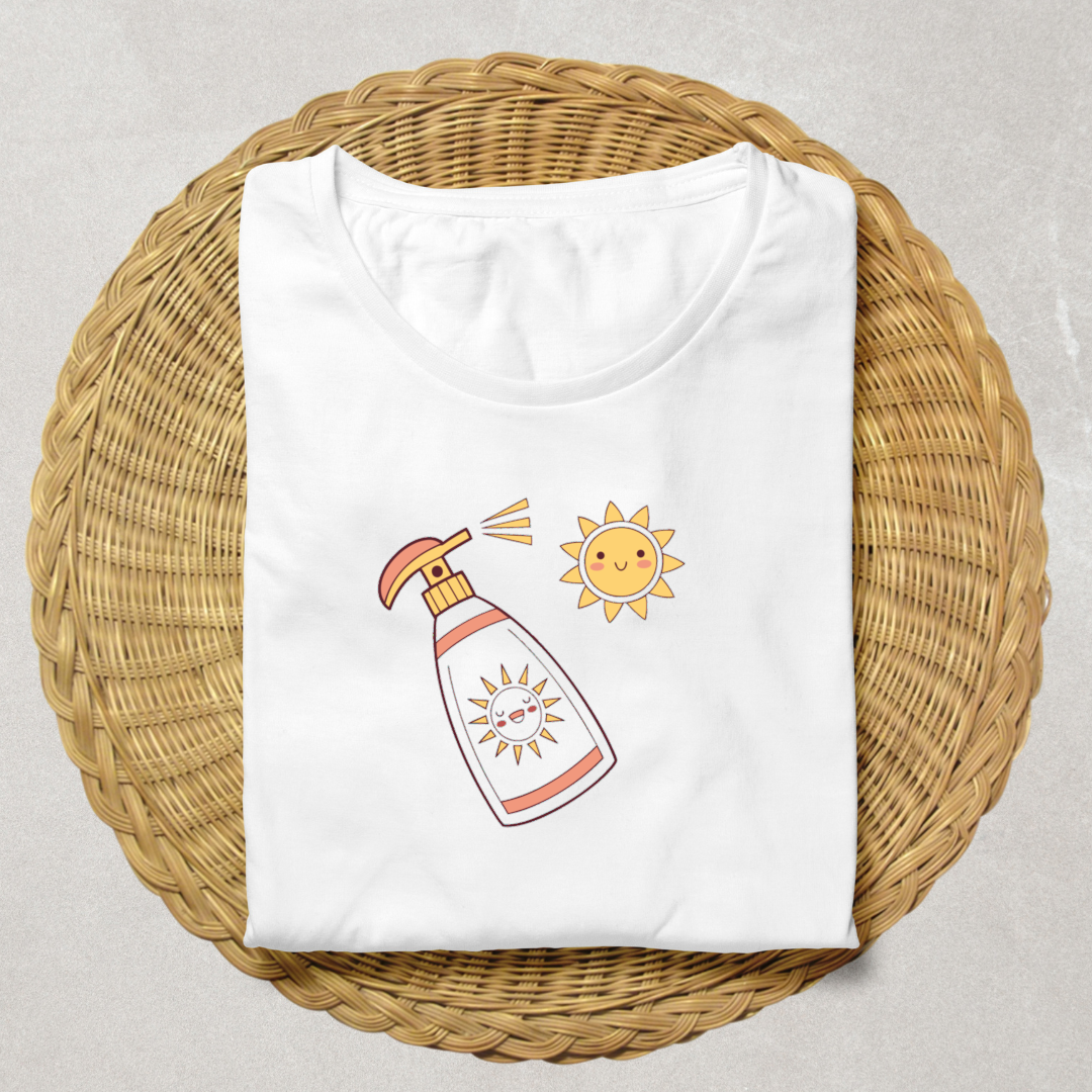T-shirt avec icône estival de soleil surfer décoratif pour un look frais et ensoleillé