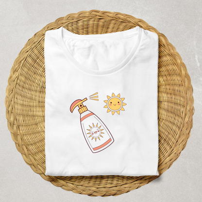 T-shirt avec icône estival de soleil surfer décoratif pour un look frais et ensoleillé