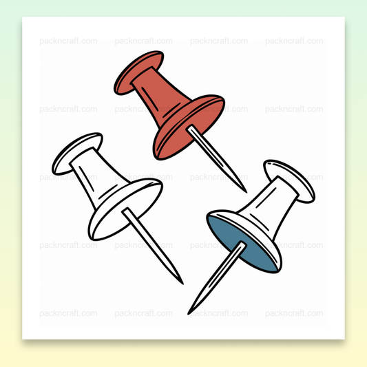 Illustration vectorielle d'épingles colorées en rotation, idéale pour la papeterie et les projets DIY.