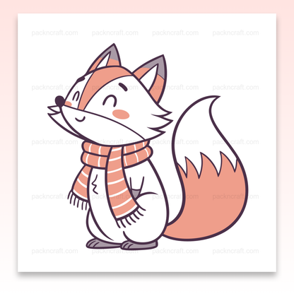 Illustration vectorielle d'un renard souriant en écharpe pour projets créatifs hivernaux