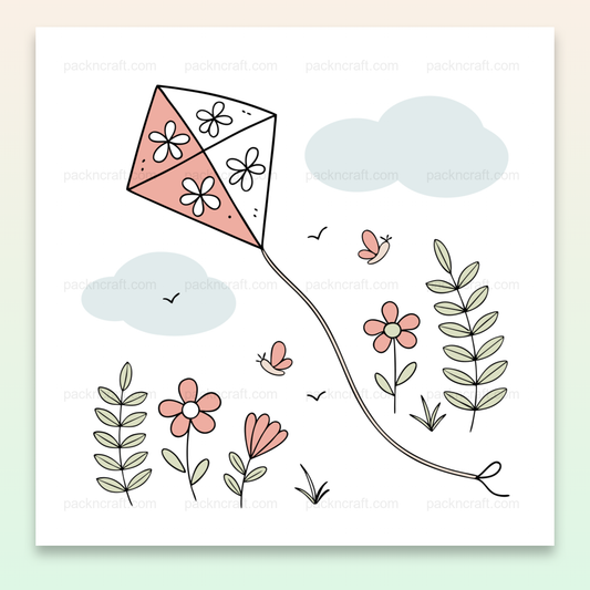 Illustration de cerf-volant fleuri au printemps, pour papeterie et DIY