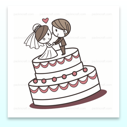 Illustration romantique d'un couple sur un gâteau pour projets DIY.