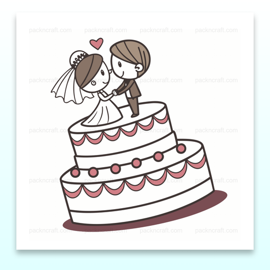 Illustration romantique d'un couple sur un gâteau pour projets DIY.