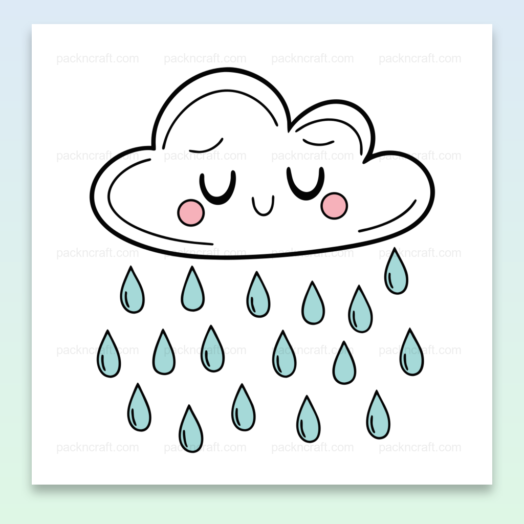 Illustration vectorielle de nuage endormi avec gouttelettes, idéale pour projets créatifs et éducatifs
