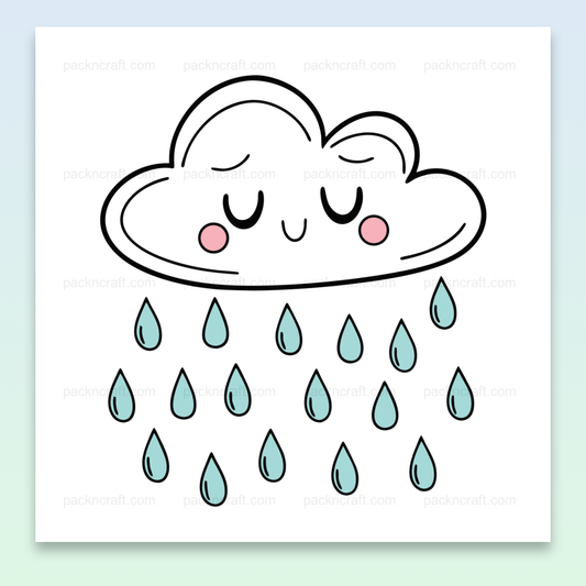 Illustration vectorielle de nuage endormi avec gouttelettes, idéale pour projets créatifs et éducatifs