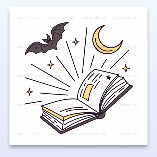 Illustration d'un livre magique ouvert, idéale pour décoration et projets DIY.