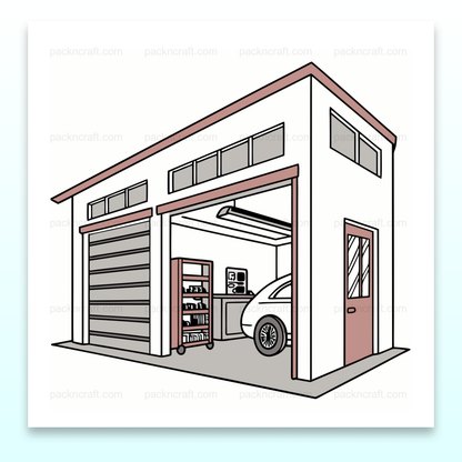 Illustration de garage vintage avec voiture pour déco, Plan de garage cadre vintage pour projets créatifs, Garage sur mug pour cadeau original à un mécano, T-shirt avec design de garage pour amateurs de mécanique, Sticker de garage rétro pour personnalisation DIY
