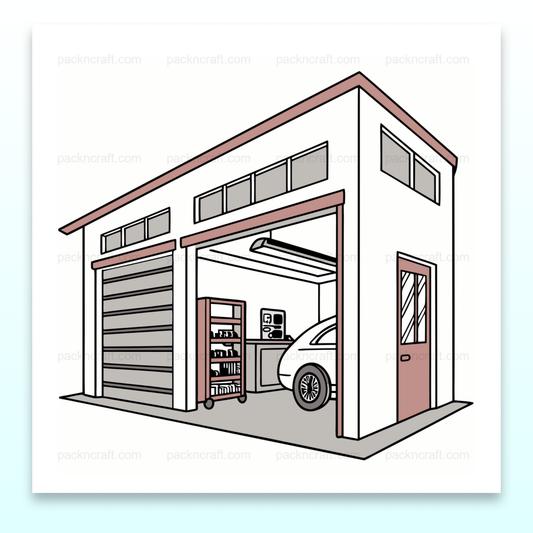 Illustration de garage vintage avec voiture pour déco, Plan de garage cadre vintage pour projets créatifs, Garage sur mug pour cadeau original à un mécano, T-shirt avec design de garage pour amateurs de mécanique, Sticker de garage rétro pour personnalisation DIY