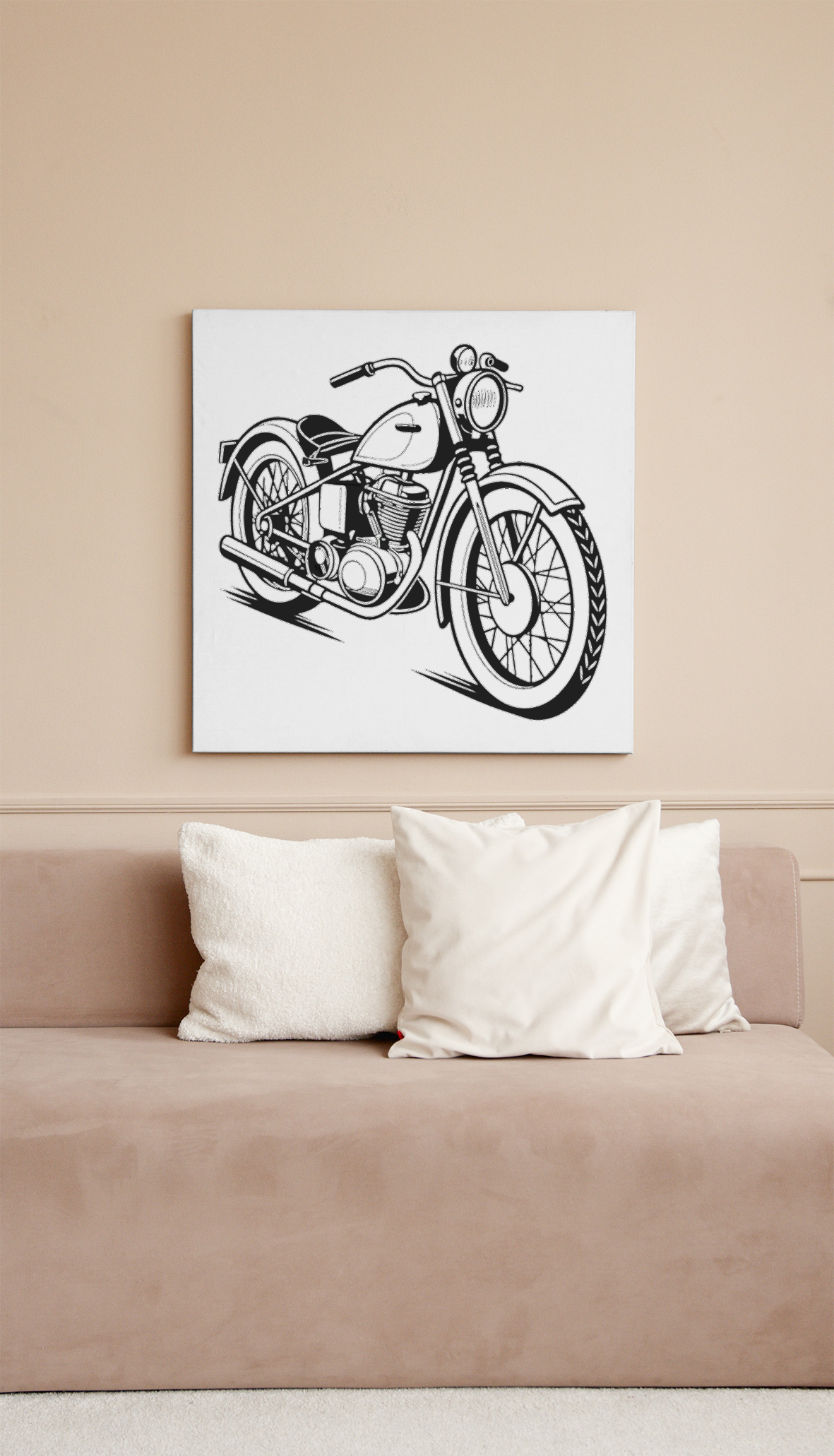 Cadre avec illustration moto rétro Triumph Tiger 100 avec charme vintage