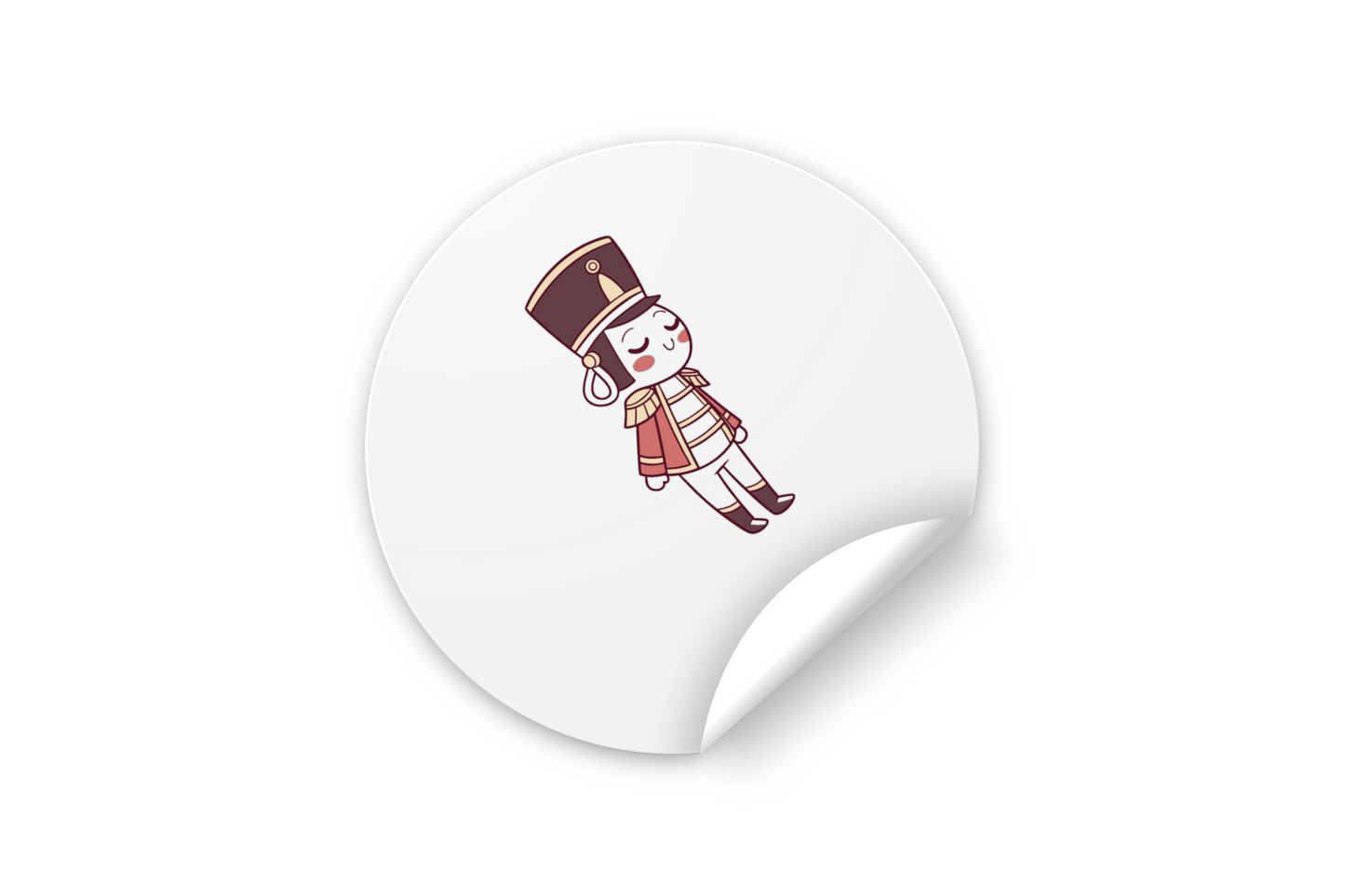 Sticker à motif pastel représentant un soldat détendu, parfaite ambiance de Noël