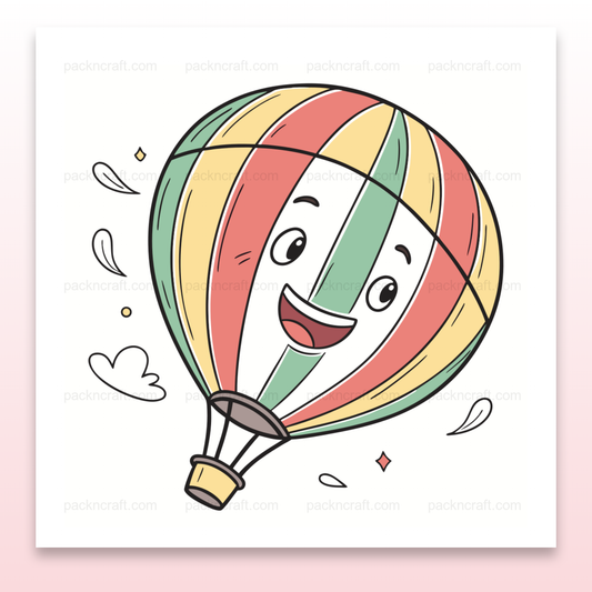 Montgolfière joyeuse en style cartoon, illustration vectorielle pour projets créatifs et éducatifs