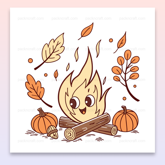 Illustration adorable de flamme d'automne pour projets DIY et déco cozy