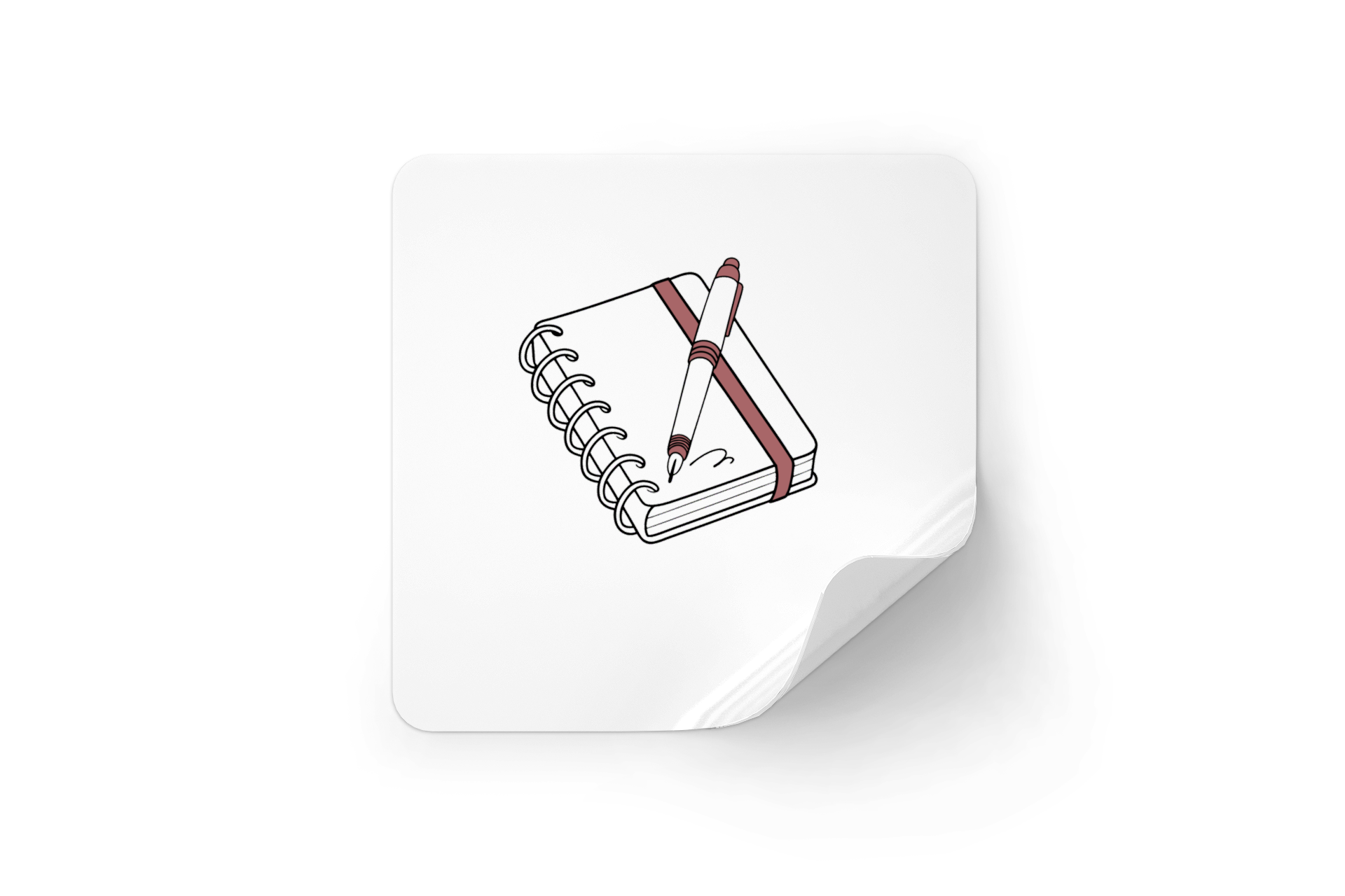 Sticker avec carnet et stylo minimalistes pour papeterie personnalisée