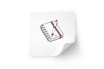Sticker avec carnet et stylo minimalistes pour papeterie personnalisée
