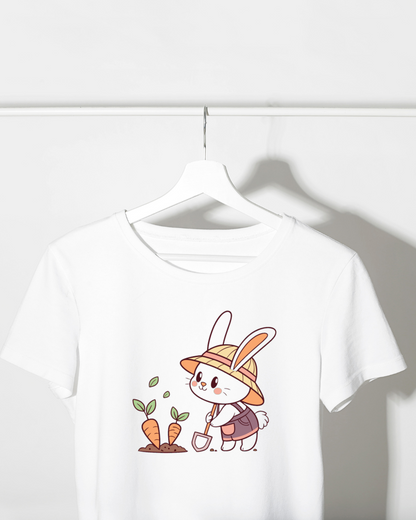 T-shirt original avec un lapin jardinier adorable sur le thème de la nature