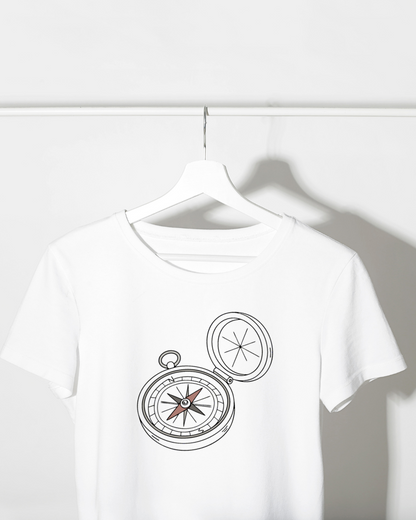 T-shirt avec design vintage aventure et boussole rétro en motif central textile