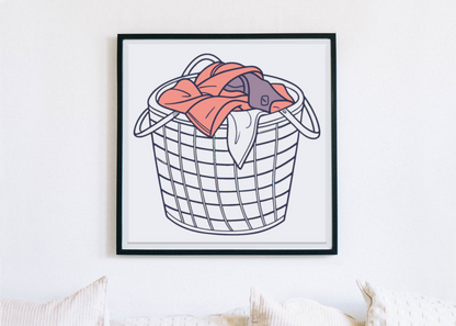 Cadre avec icône de panier à linge doux pour rehausser votre confort quotidien