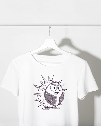 T-shirt avec hérisson punk rebelle décoratif dans un style audacieux et tendance
