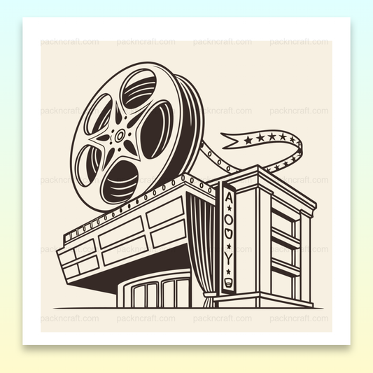 Illustration rétro cinéma avec pellicule classique en mise en scène vintage