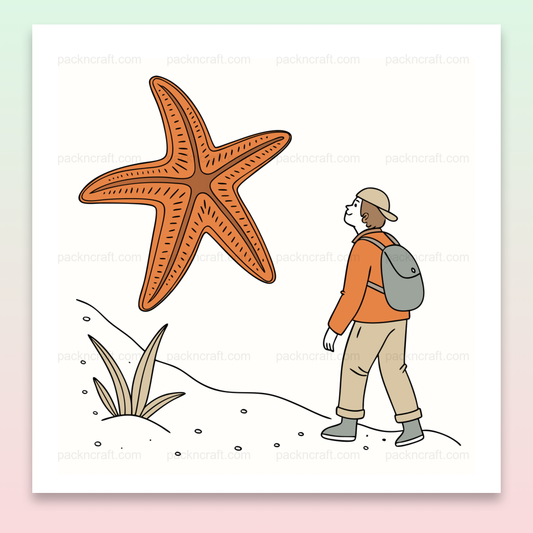 Illustration d'un explorateur avec une étoile de mer pour projets DIY et éducatifs