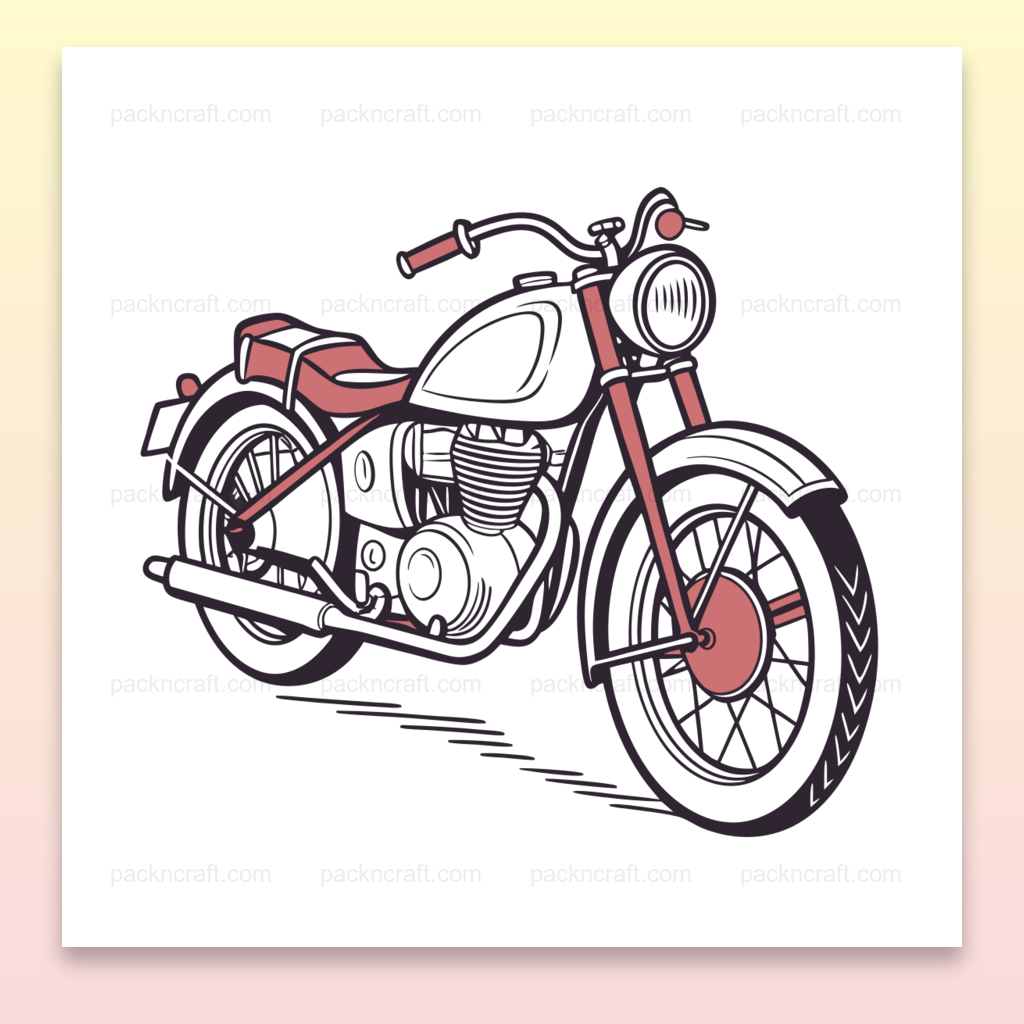 Illustration de moto vintage Jawa 350, années 1950, en format SVG numérique