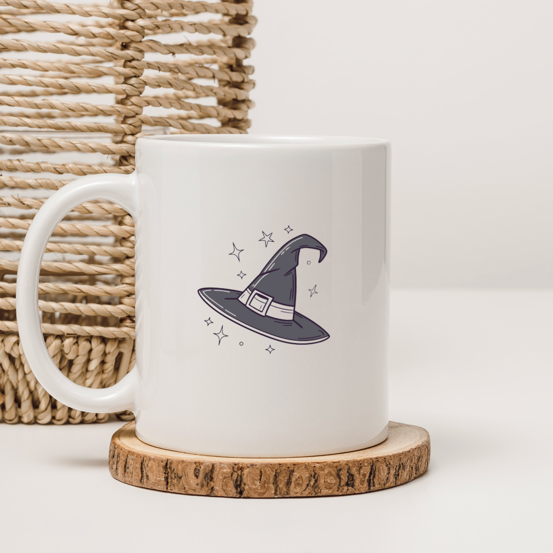 Mug avec chapeau de sorcière scintillant pour une touche d'Halloween féerique