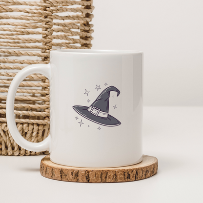 Mug avec chapeau de sorcière scintillant pour une touche d'Halloween féerique