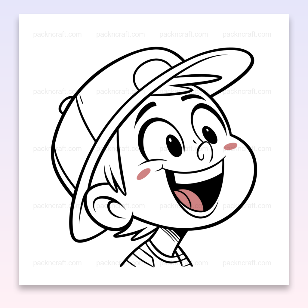 Illustration d'un garçon enjoué avec casquette, idéale pour l'éducation et la décoration.