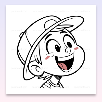 Illustration d'un garçon enjoué avec casquette, idéale pour l'éducation et la décoration.