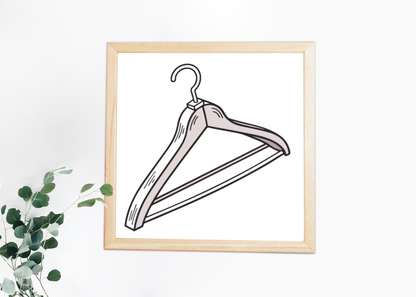 Cadre élégant avec dessin minimaliste d'un cintre au style épuré et moderne