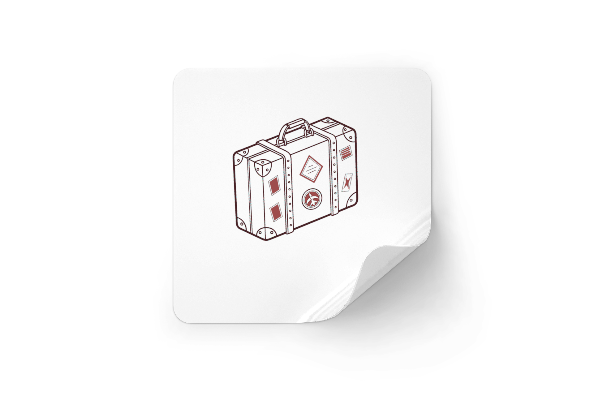 Sticker au design rétro avec icône de valise style vintage aventure