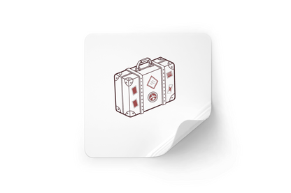 Sticker au design rétro avec icône de valise style vintage aventure