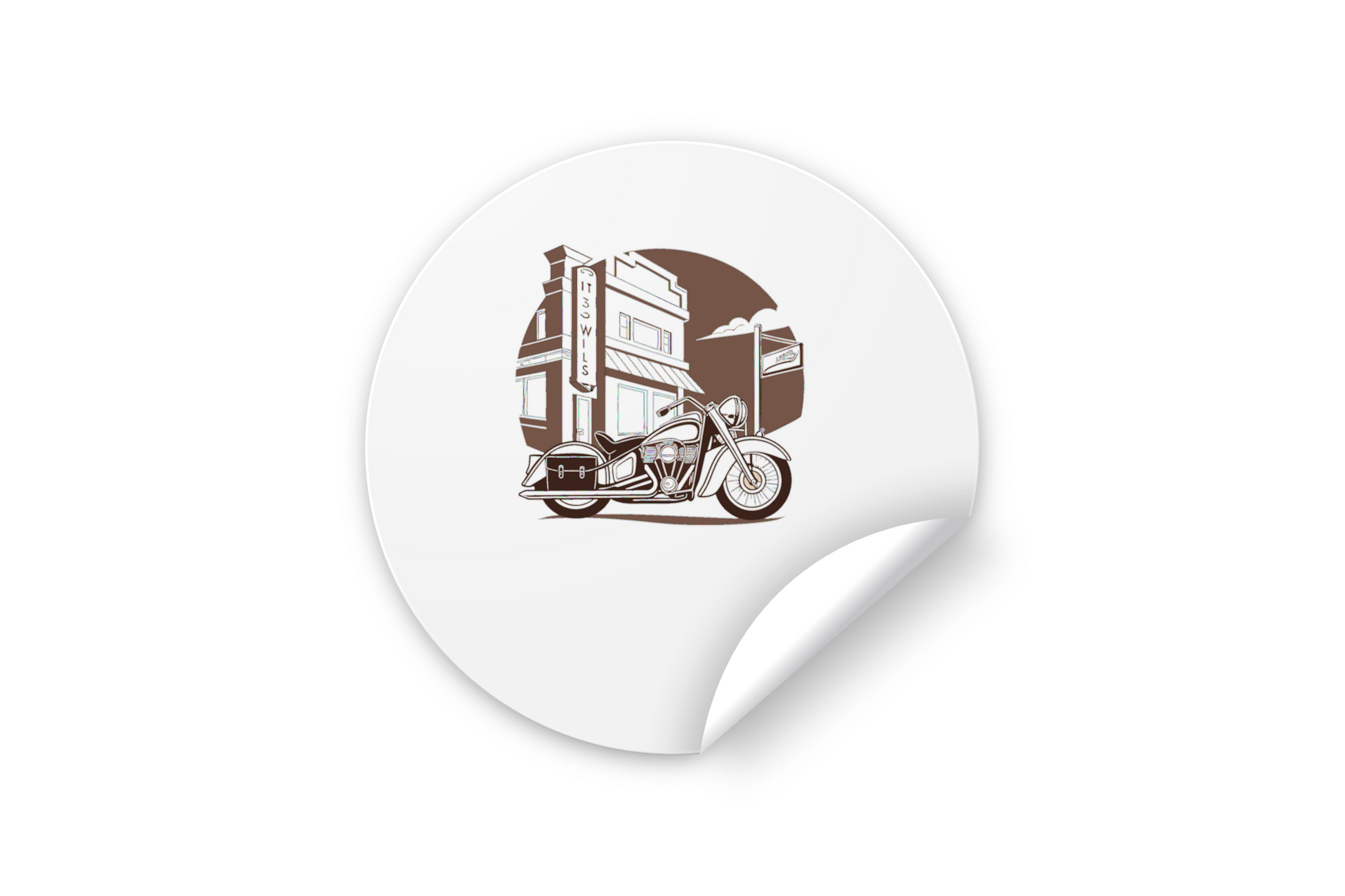 Sticker représentant une moto rétro, style urbain