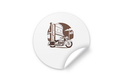 Sticker représentant une moto rétro, style urbain