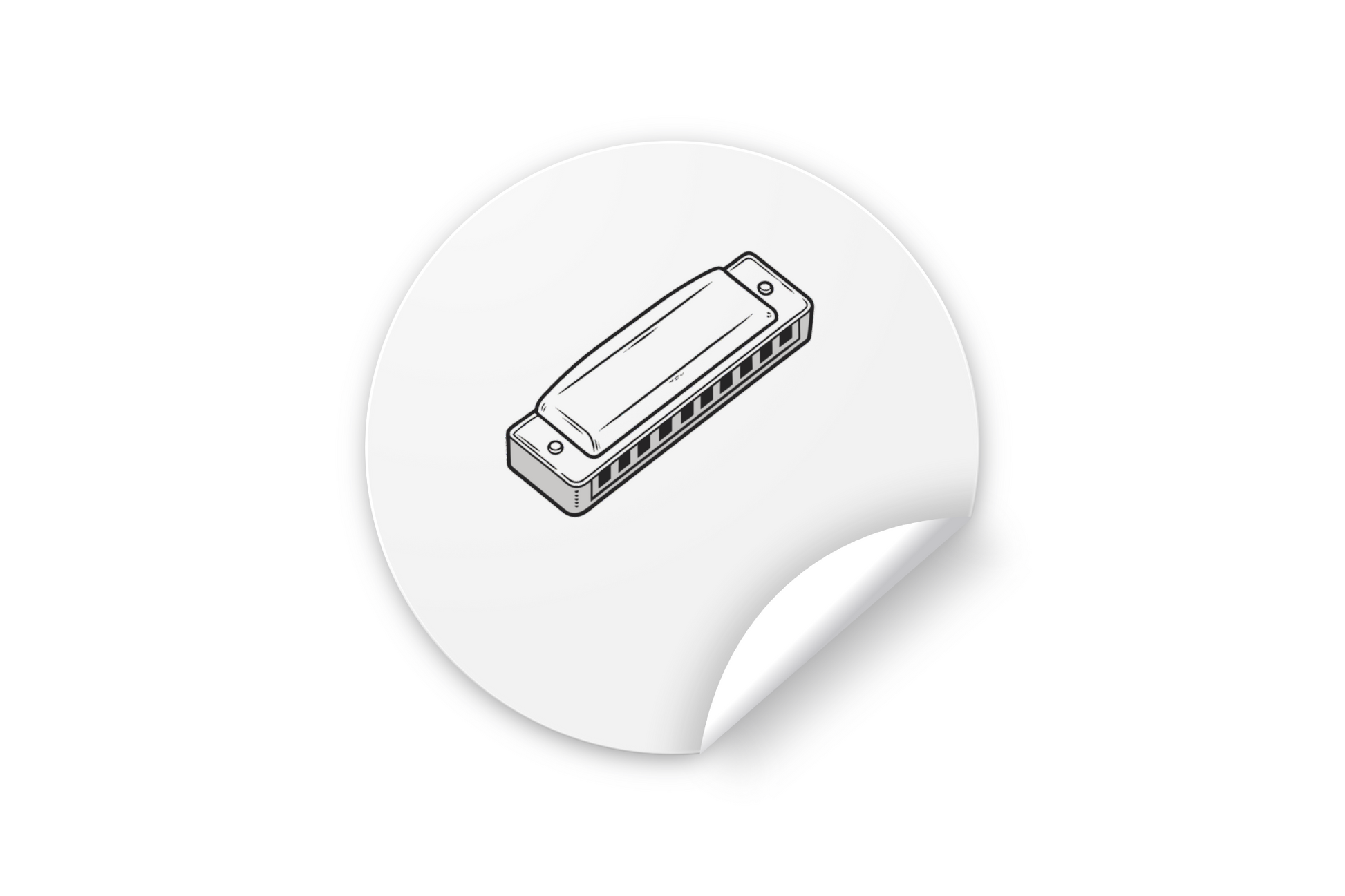 Sticker avec une icône harmonica en doodle, parfait pour les amateurs de musique