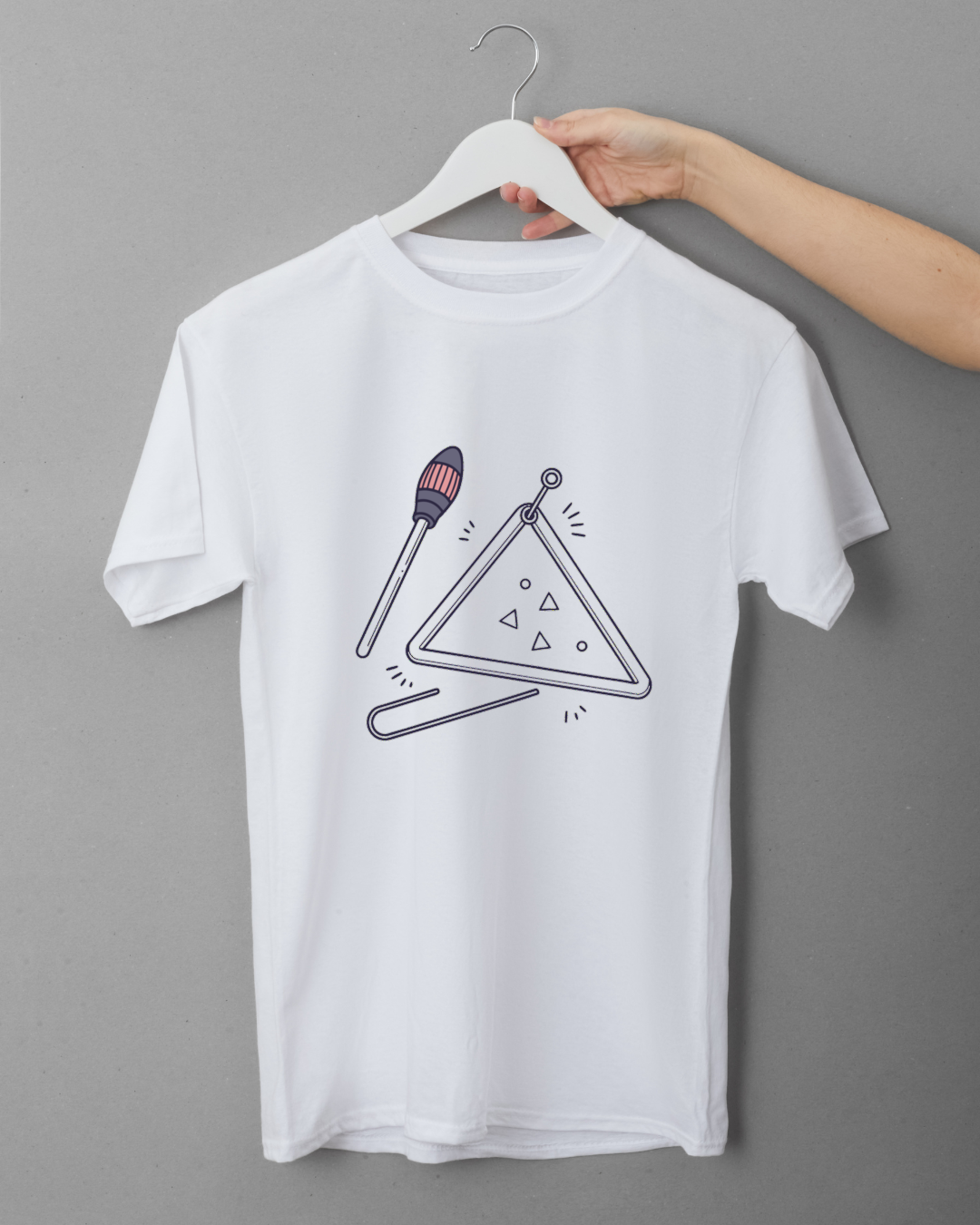 T-shirt noir avec icône tambourin minimaliste inspiré du thème musical