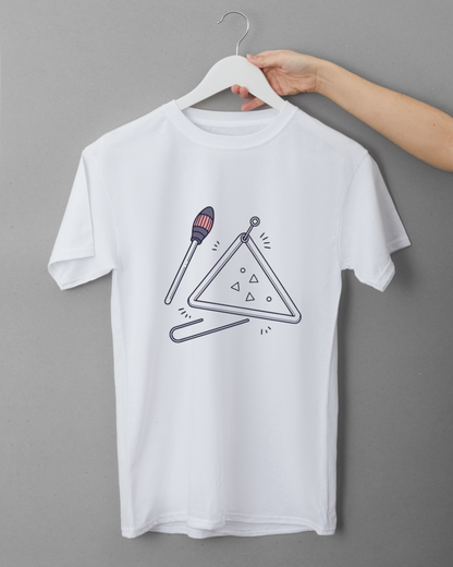 T-shirt noir avec icône tambourin minimaliste inspiré du thème musical