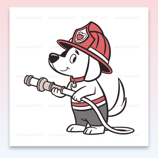 Illustration mignonne de chien pompier en SVG, parfait pour projets éducatifs.