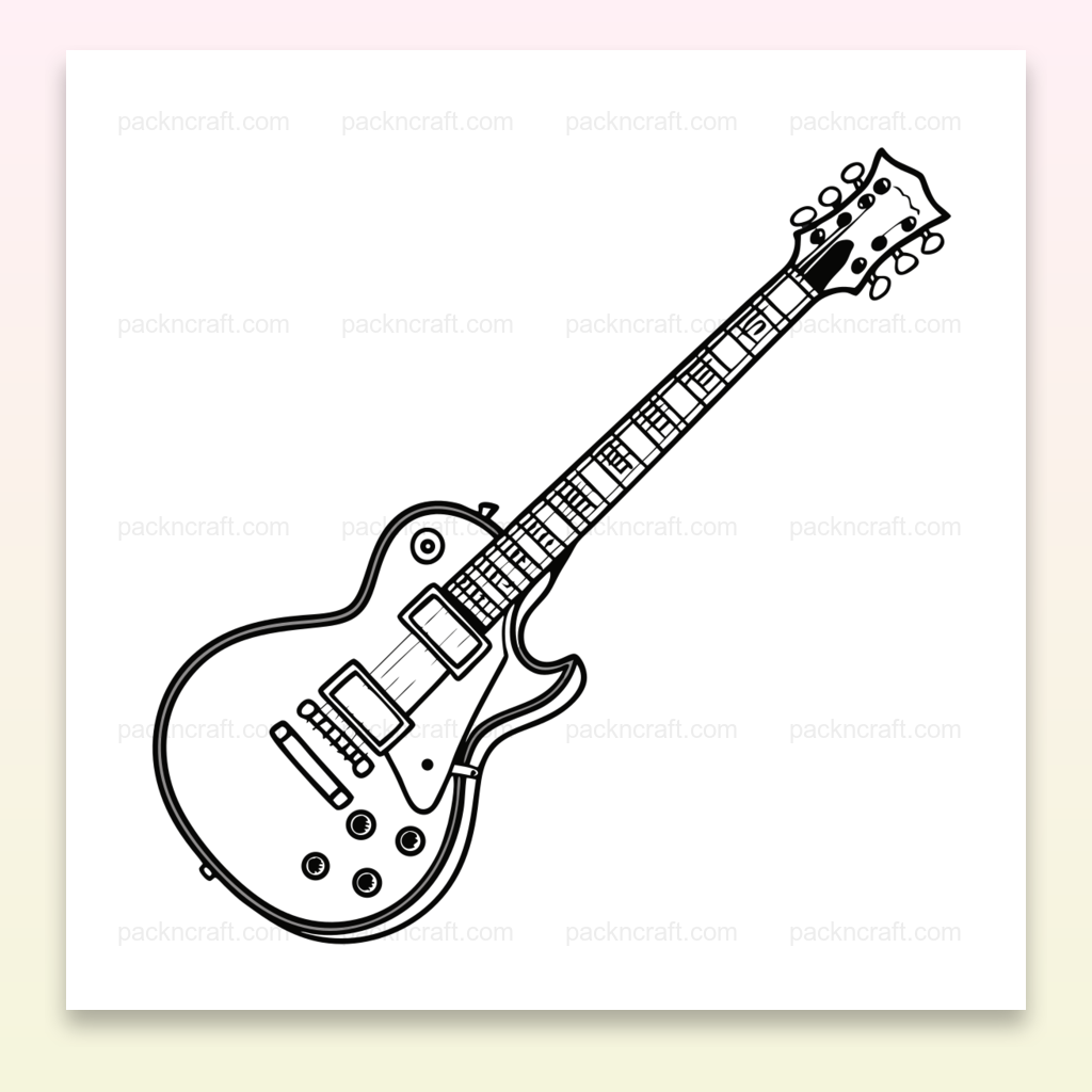 Illustration d'une guitare électrique stylisée en doodle pour projets musicaux et artistiques