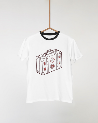 T-shirt avec valise vintage style voyageur style rétro